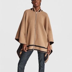Varsity Zip Wool Poncho